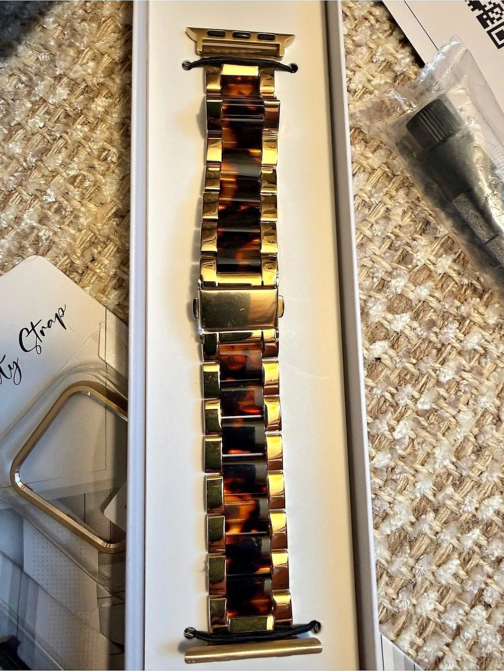 My Pretty Strap Tortoise Shell Apple Watch Band with Cases Gold & Brown